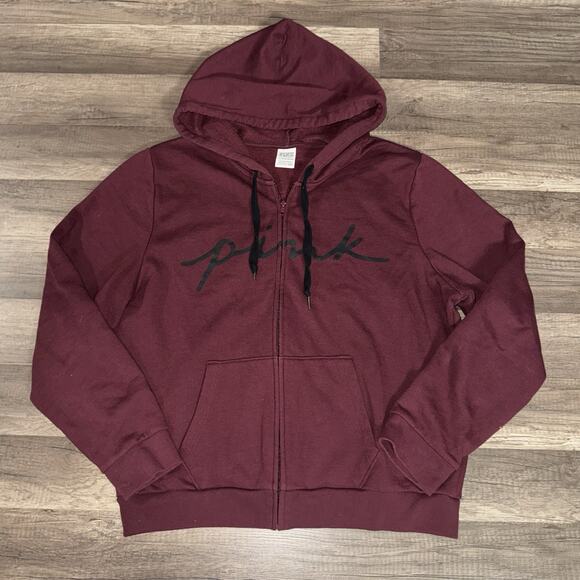 Victoria Secret Pink Hoodie Ravishing Ruby Classic Logo X-Large Burgundy - Picture 1 of 4
